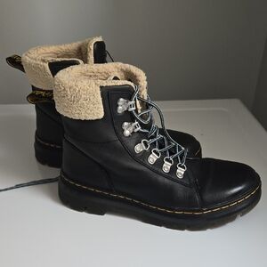 Dr. Martens Black Leather Boots with Cream Lining